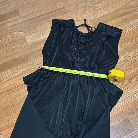 Vintage 1980’s Diamond’s Run sleeveless black sequin peplum midi dress Size 9/10 - Picture 14 of 17